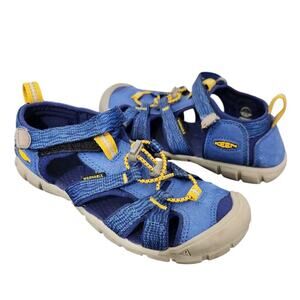 KEEN SEACAMP BLUE YELLOW WATER SANDALS SHOES BIG KIDS BOYS SZ 2 OUTDOOR SLIP ON